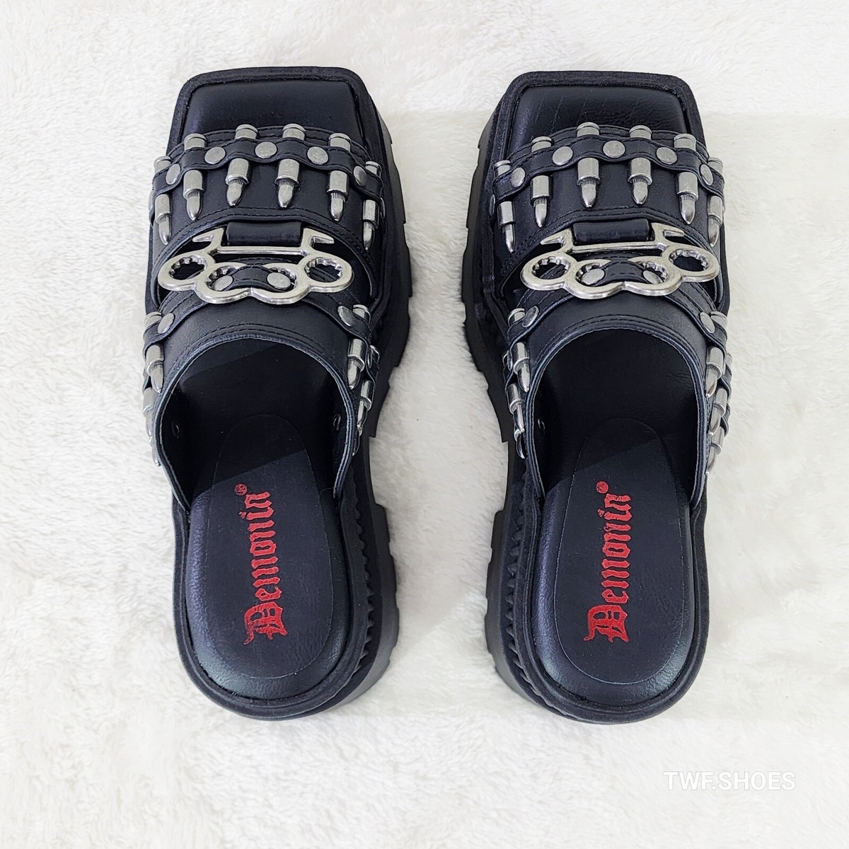 神代 WHAT WE WANT WWW_GOALSTAND_TYPE2 Wrath Bullet Stud Brass Knuckle Platform Goth Sandals