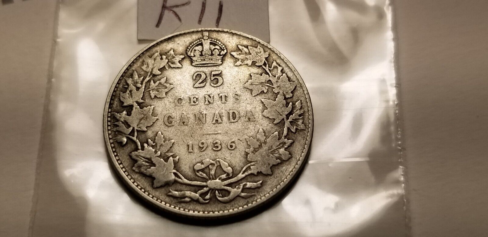 Canada 1936 25 Cent Silver Coin Id1.