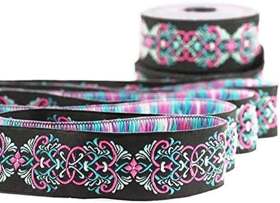 Cinta de jacquard rosa nudo celta de 10,9 yardas 1,37 pulgadas bordada ba de costura Foto 3 de 4