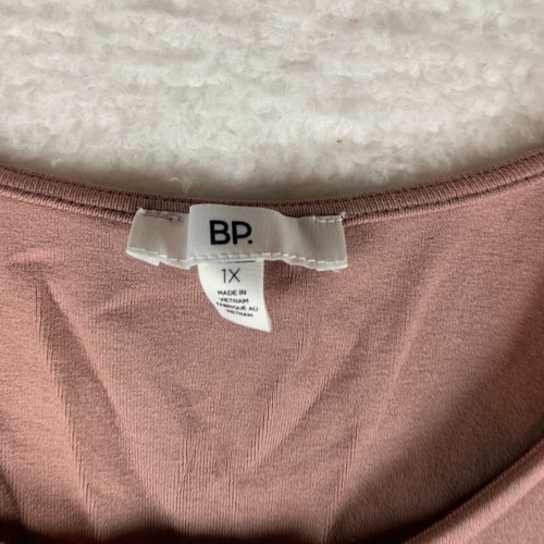 BP. Women's Short Sleeve Henley Plus Size Thong Body Suit Size 1X Blush NWT 6456 - Picture 2 of 8