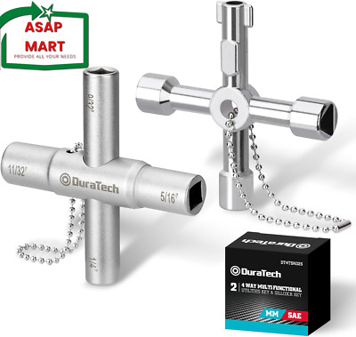 DURATECH 4 Way Sillcock Key Set, Utilities Key, Multi-Functional Water Key, 2-Pa