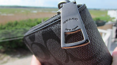 NEW COACH wallet key chain fob 64479 gift box signature gray $295