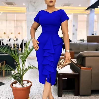 Women Sexy Dresses Bodycon Church Cap Sleeve African Print