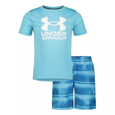 New Under Armour Hyper Woodland Graphic Top Shorts Swim Set Size 4 MSRP 40