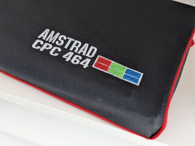 AMSTRAD CPC 464 - Dust Cover- graphite grey cotton canvas- embroidered