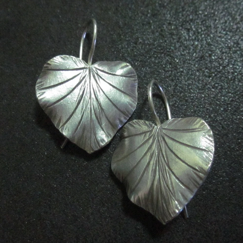Orecchini d'argento Hill Tribe Fine Sterling Silver Earring Lucky Leaf Nature - Image 4 of 4