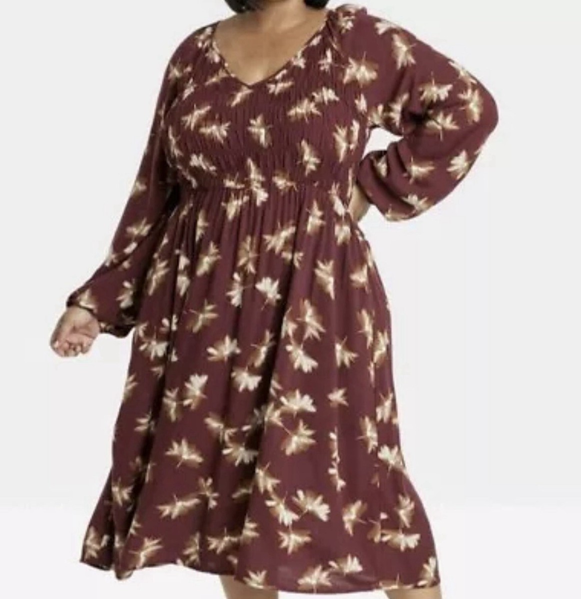 long sleeve burgundy floral dress Jadee Long Sleeve Mini Dress Burgundy Floral main image 0