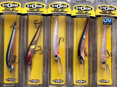 deep thunderstick fishing lure Storm Deep Jr. Thunderstick Fishing Lure Crankbait Lot Of 5 S6