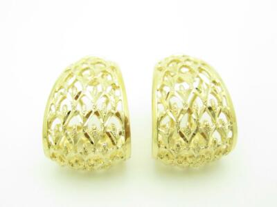 14k Oro Amarillo Diamante Corte Francés Espalda Graduado Bold Diseño Halo Aretes