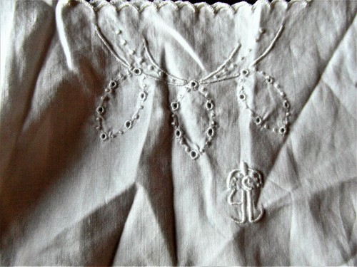 COMBINAISON coton blanc broderie monograme main1920@old clothe - Picture 3 of 4