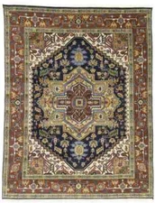 Hand-Knotted Heriz Serapi Oriental Rug Geometric Farmhouse Decor Carpet 8X10 ft