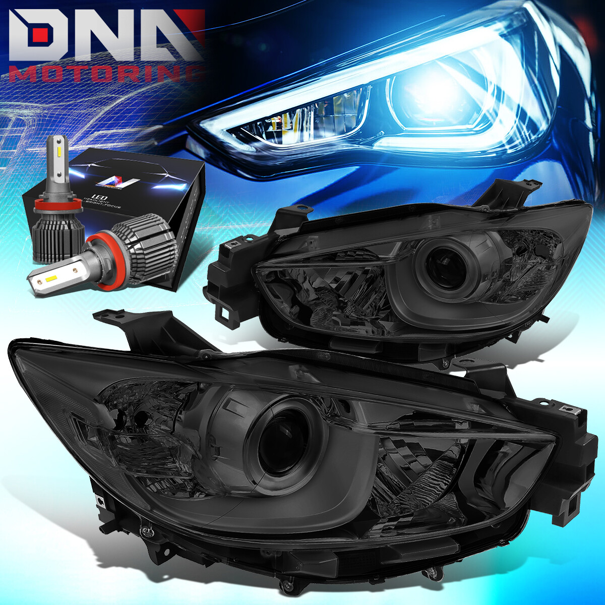 FOR 2013-2016 MAZDA CX5 SMOKED/CLEAR PROJECTOR HEADLIGHT LAMP W