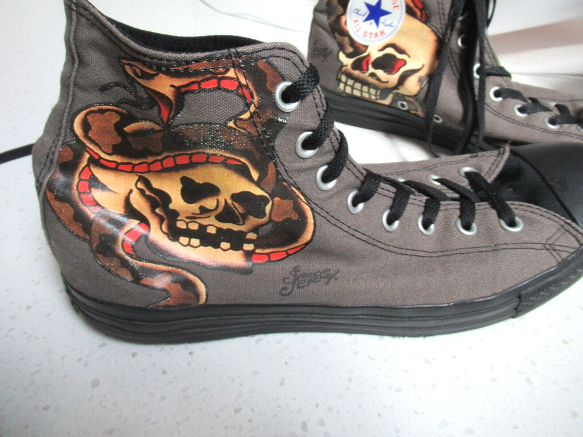 SAILOR JERRY Death or Glory Chuck Taylor Converse Hi Top Tennis 