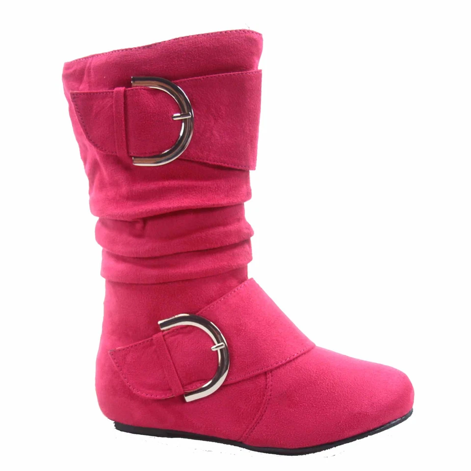 Lindos zapatos de bota plana holgados con cremallera media pantorrilla Lucky Top para niñas y niños talla 9-4 Foto 4 de 4