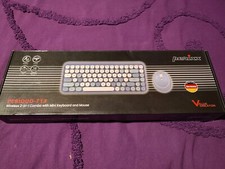 Perixx PERIDUO-713 Wireless Mini Keyboard and Mouse Combo- Retro Round Keys Blue
