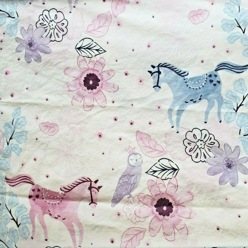 Pottery Barn Kids Aria Water Color Horse Owl Floral Full Sheet Set Fitted Flat - Picture 3 of 4