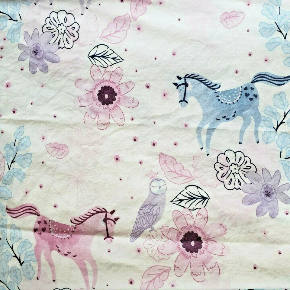 Juego completo de sábanas planas ajustadas Pottery Barn Kids Aria color caballo búho floral Foto 3 de 4