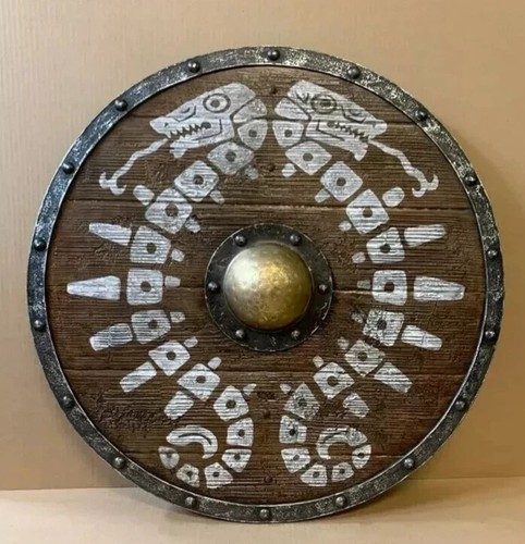 Viking Wooden Shield LARP Viking Medieval Battle Ready Shield Handmade Gift - Picture 5 of 5