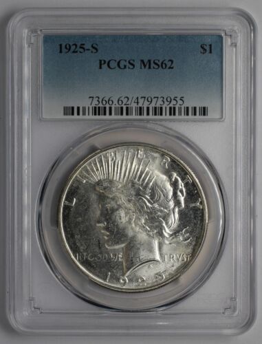 1925 S Peace Silver Dollar PCGS MS62 - 第 1/5 張圖片