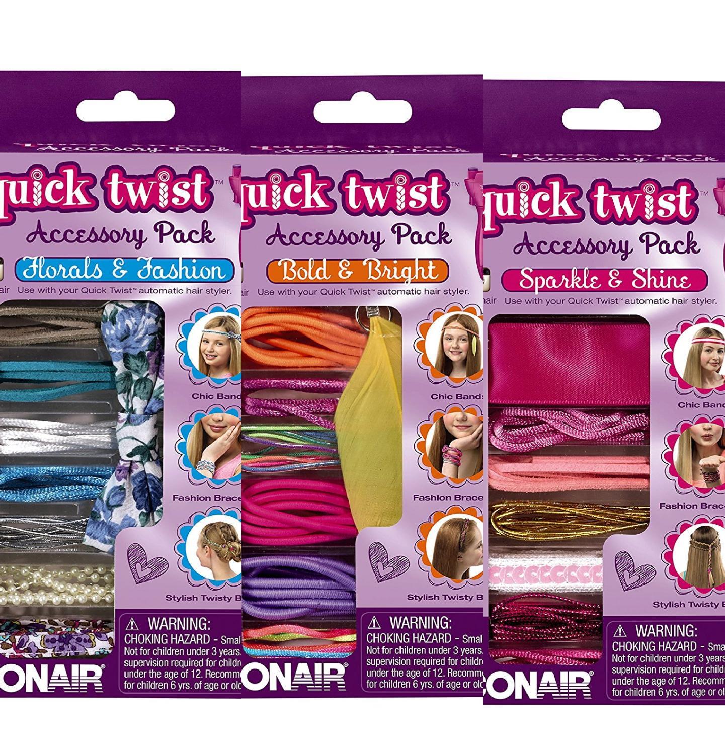 Conair Quick Twist Hair Braider Accessory Kit Sparkle Floral and Bold
