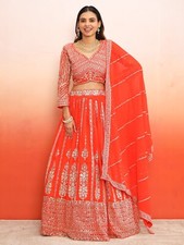 Orange Lehenga Choli with Heavy Work dupatta for festive season wear,heavy dress