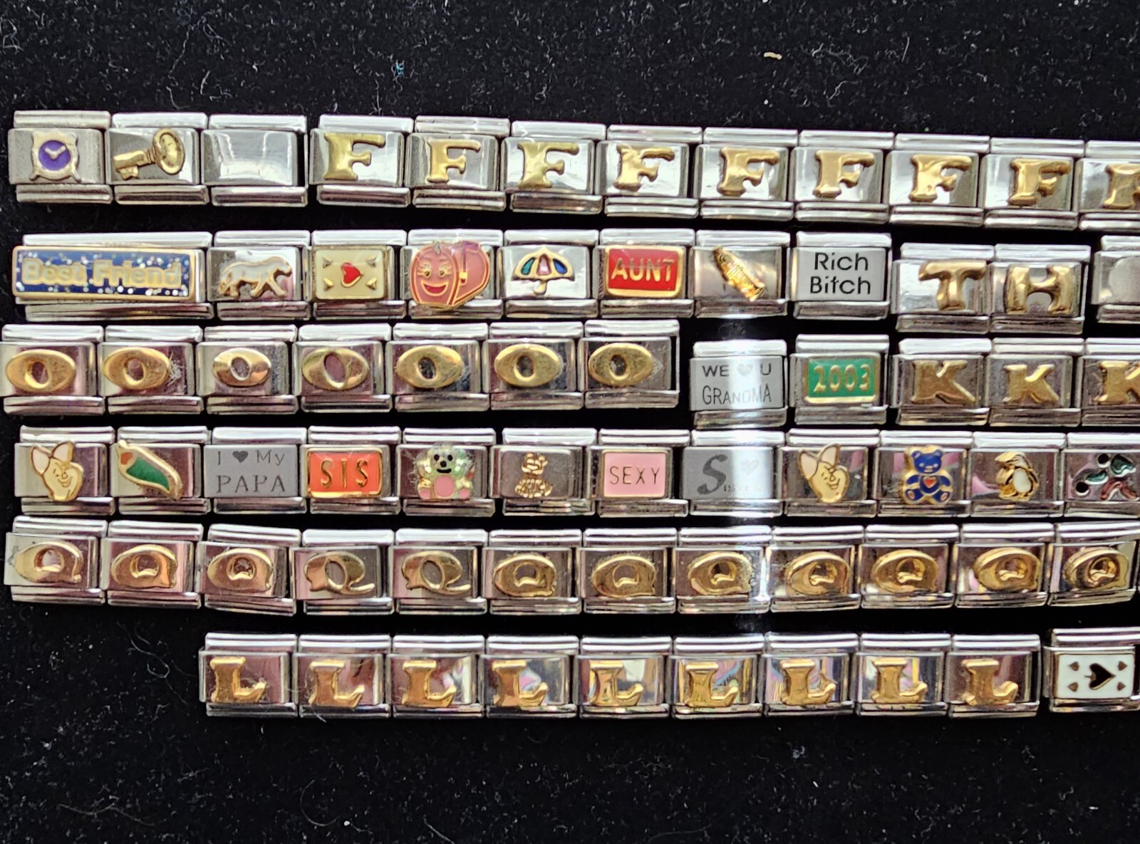 Italian Charm Bracelet Links 9mm 650+ Piece Mixed Lot eBay