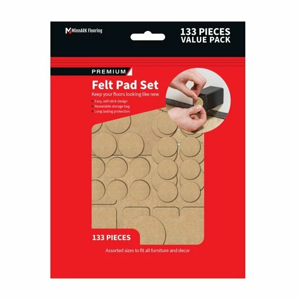 133 Felt Furniture Pads Chair Leg Protectors Hardwood Wooden Floors Feet Oatmeal - Image 2 of 4
