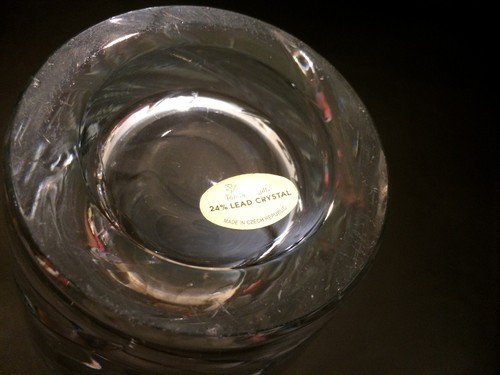 Teleflora Spiral Pattern 24% Lead Crystal Clear Flower Vase Czech Republic - Picture 9 of 9