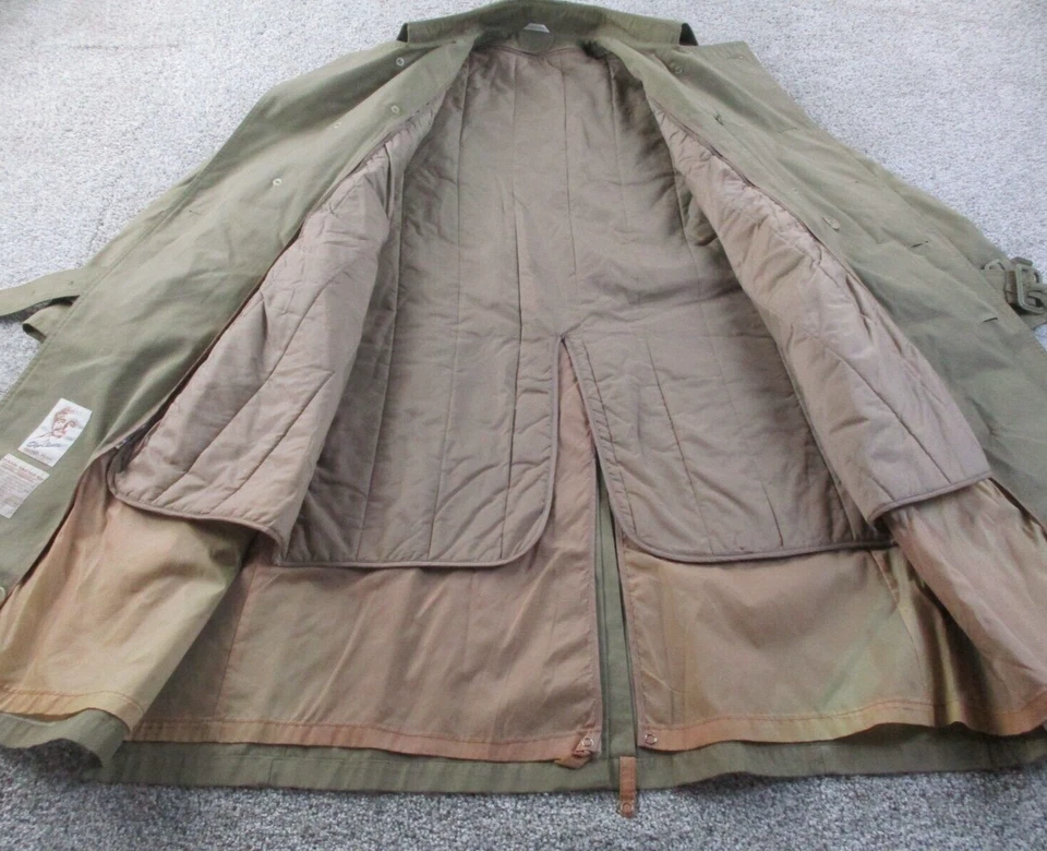 VTG Mens Oleg Cassini All Season Trench Coat Tan 44 R Double Breasted Belt Liner - Image 4 of 4