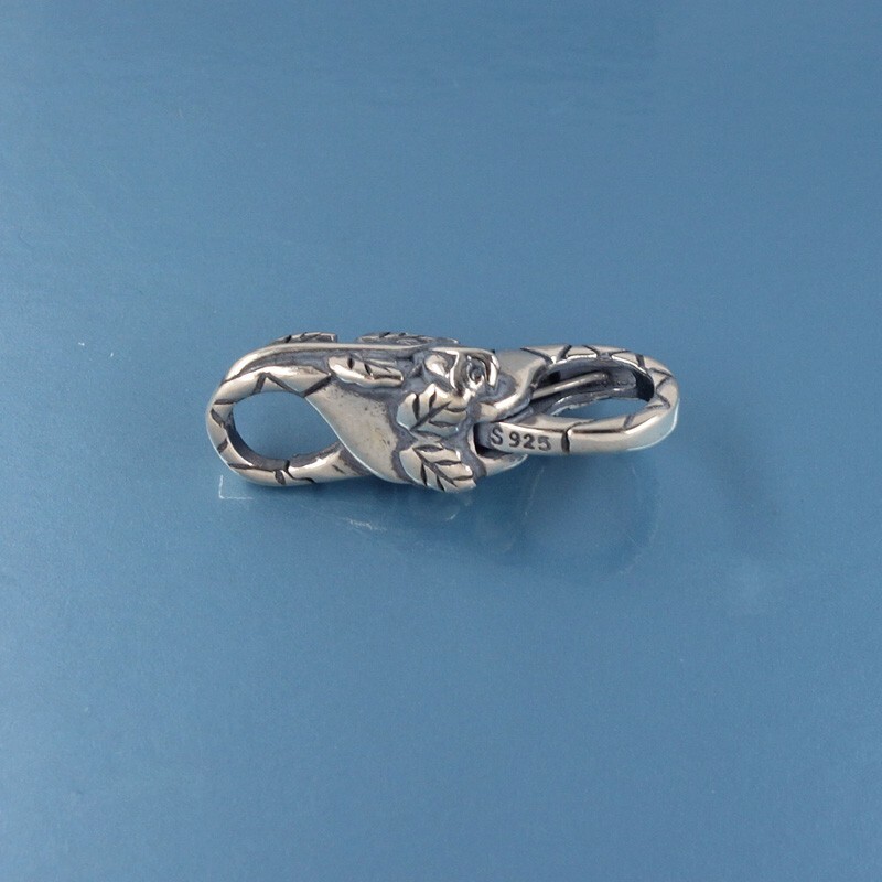 Sterling Silver Double Openings Rose Leaves Lobster Claw Clasp Connector #44081