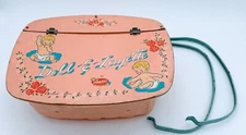 Vintage 1950s Doll-E-Layette Pink Woven Basket Style Baby Doll Case Amsco Toys
