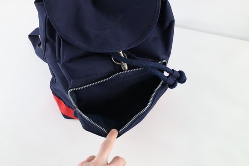 Vintage 90s Tommy Hilfiger Big Logo Spell Out Top Loader Cinch Backpack Bag Blue - Picture 10 of 11