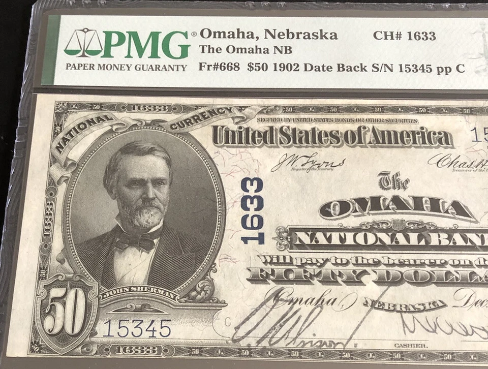 1902-$50DB-the OMAHA NB, NE in PMG-55 holder. A super nice note for collectors. - Image 2 of 4