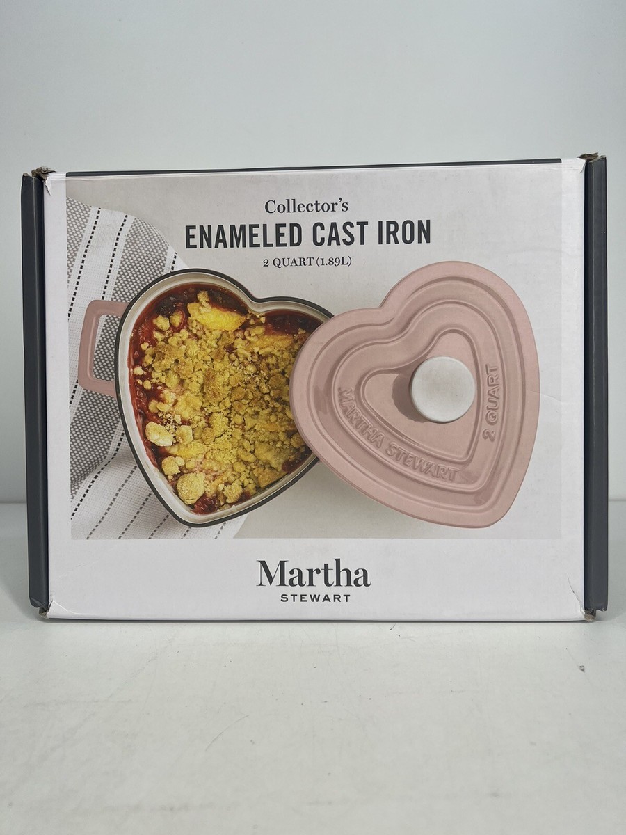 Heart Shaped Martha Stewart Enameled Cast Iron Qt New Martha