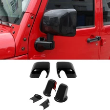 Black Rearview Side Mirror / Base Cover Trim Shell For 2007-17 Jeep Wrangler JK