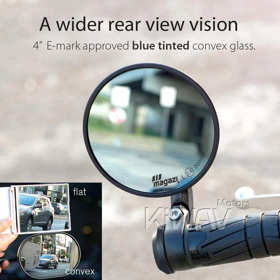 Bar end mirror BOB black round convex short stem 12mm bolt fits BMW F 800 R HP4 Foto 4 de 4