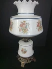 Vintage Gone With the Wind Style Hurricane Lamp Electric Hand Painted Milk Glass
