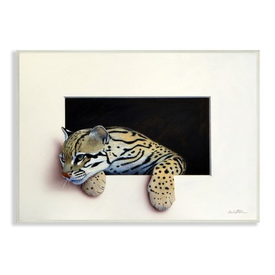 Stupell Wildlife Ocelot Resting Paws Cutout Illusion Wood
