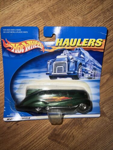 2001 Hot Wheels Haulers Green With Flames Truck New - Afbeelding 1 van 4