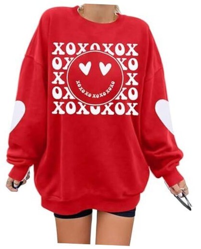 Valentines Day Sweatshirt Valentine Shirts: Womens Oversized X-Large Red