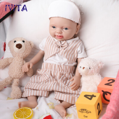 IVITA 15'' Newborn Silicone Reborn Baby Handmade Soft Silicone Boy Dolls