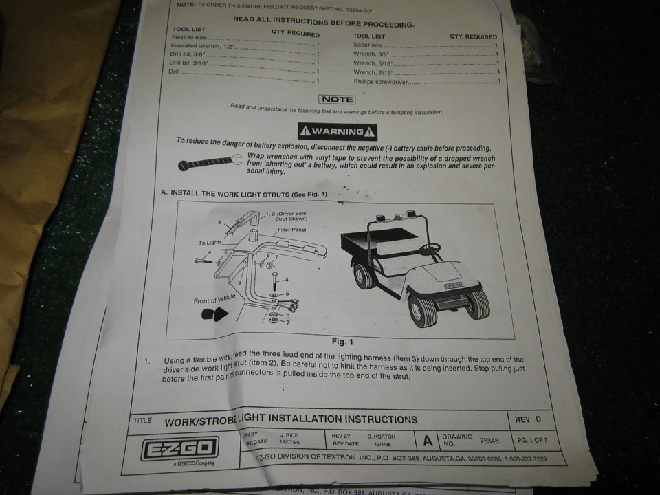 Kit de luces Ez Go EzGo con luz estroboscópica OEM nuevo en CAJA para carros de golf de gas o eléctricos Foto 2 de 4