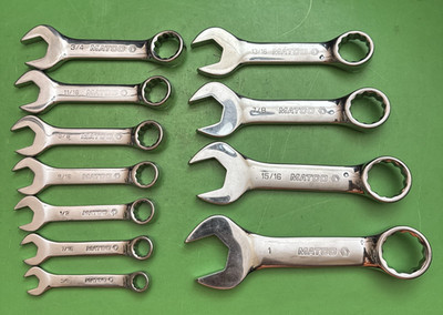 Matco Tools USA 11 Piece SAE 3/8'' to 1'' Stubby Short Combination Wrench Set