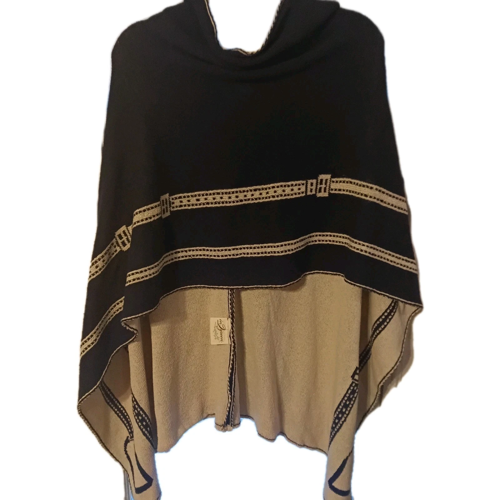 In 2 Green Poncho Recycled Cotton Boho Cowgirl