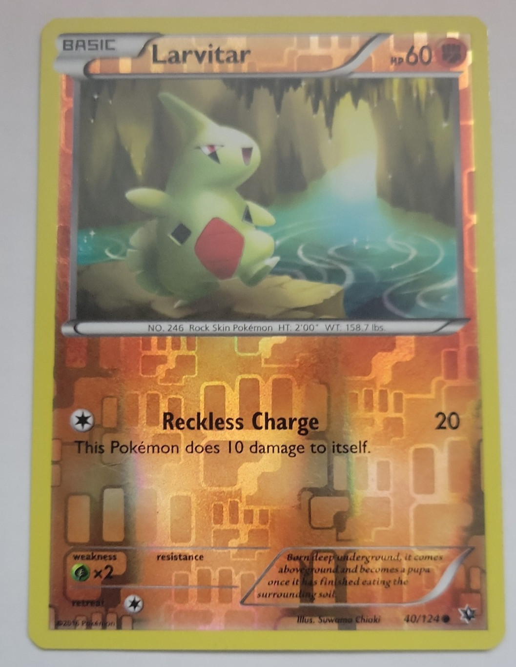 2016 Pokemon Fates Collide #40 Larvitar Reverse Holo NM Condition