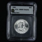 1963 Franklin 90% Silver Half Dollar Constitutional 50C ICG Uncirculated Details