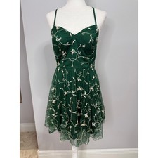 Shein medium romantic whimsical babydoll fairy emerald green floral fairy