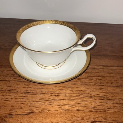 Wedgwood Senator Gold Footed Cup & Saucer Bone China Made England EUC