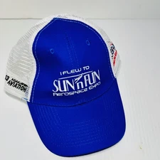 Sun 'n Fun Aerospace Expo E3 Association Aviation Ball Cap Hat White Mesh Blue