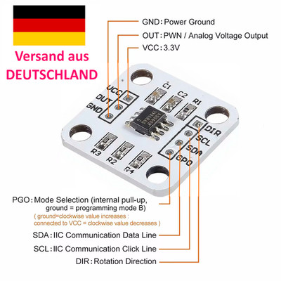 AS5600 magnetischer Encoder Induktion Winkel Messung 12 bit Präzision Sensor I2C